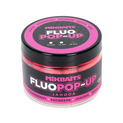 Mikbaits Plovoucí fluo boilie 18mm 150ml - Jahoda,Mikbaits Plovoucí fluo boilie 18mm 150ml - Jahoda