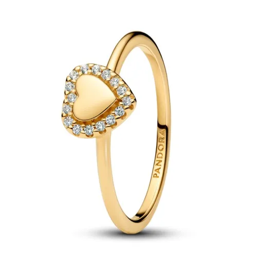 Pandora Romantický pozlacený prsten Srdce s aureolou Shine Timeless 163801C01 56 mm