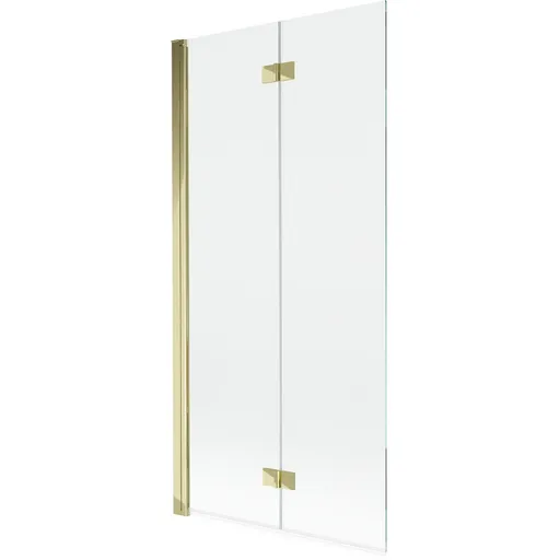 MEXEN MIST vanová zástěna 90x150 cm 6mm 2-s, zlatá, čirá, levá 8A9-090-002-50-00-L