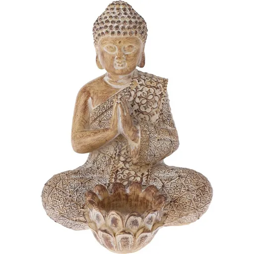 Zahradní dekorace Buddha na čajovou svíčku, 14 x 19 x 13 cm, písková