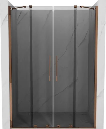 MEXEN/S Velar Duo posuvné sprchové dveře 150, grafit, růžové zlato 871-150-000-42-60