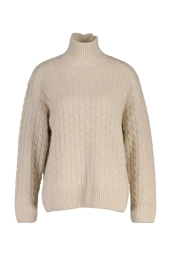 SVETR GANT CABLE KNIT MOCK NECK SEED MELANGE