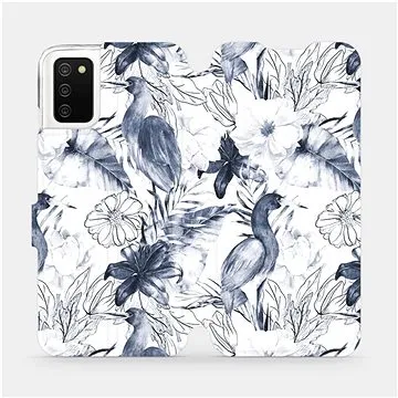 Flipové pouzdro na mobil Samsung Galaxy A02s - MX09S Modravé květy (5903516655069)
