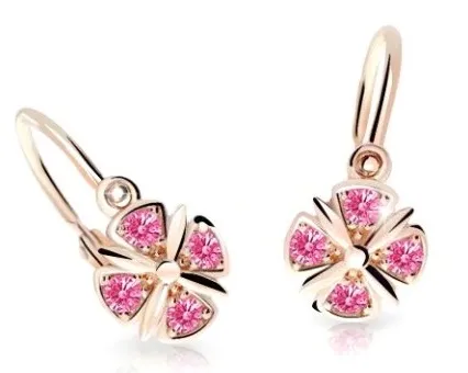 Cutie Jewellery Slušivé dětské náušnice z růžového zlata C2245-10-X-4 fuchsiová