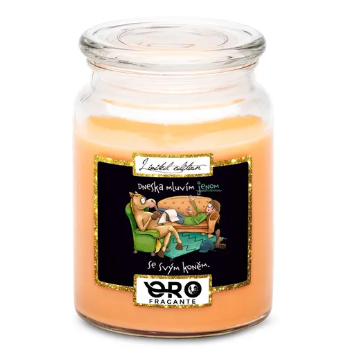 Svíčka Mluvím jen s koněm (Vůně svíčky: Tropické ovoce)