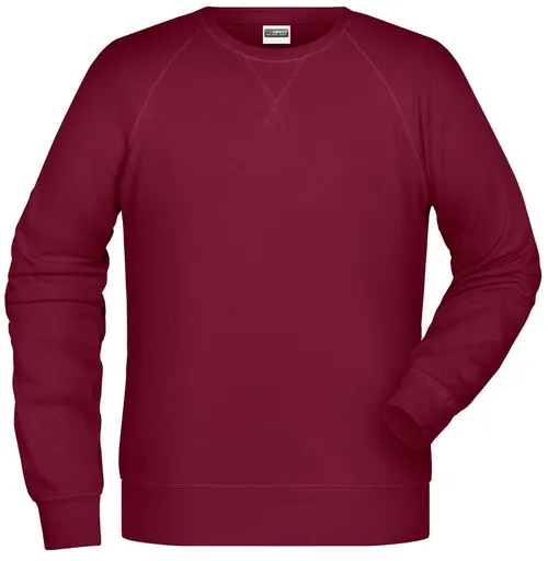 James & Nicholson (Daiber) Pánská mikina bez kapuce z biobavlny 8022 - Vínová | 4XL