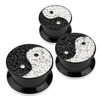 Plug do ucha - JIN JANG, třpytky a zirkony - Tloušťka piercingu: 14 mm