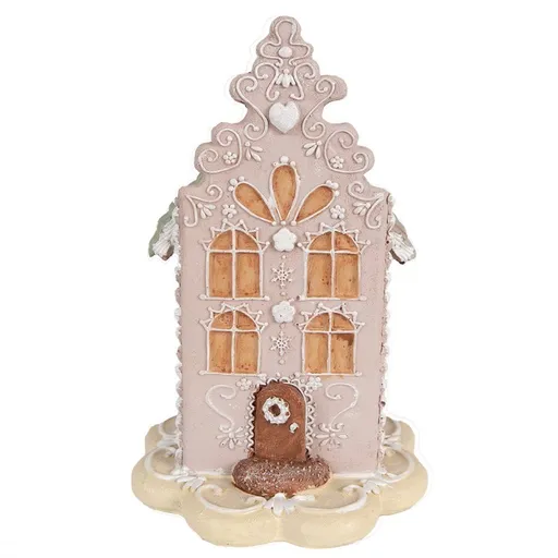 Růžová perníková chaloupka Gingerbread House - 13*13*20 cm Clayre & Eef