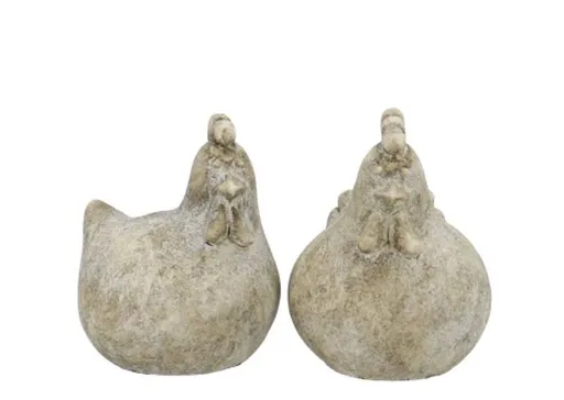 2ks šedá antik dekorativní soška slepička a kohoutek - 7*7*9 cm daan kromhout