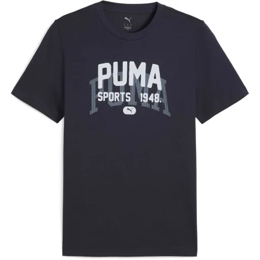 Puma GRAPHIC VARSITY TEE Pánské triko, tmavě modrá, velikost