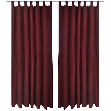 2 ks vínové mikrosaténové závěsy s poutky 140 x 245 cm (130364)