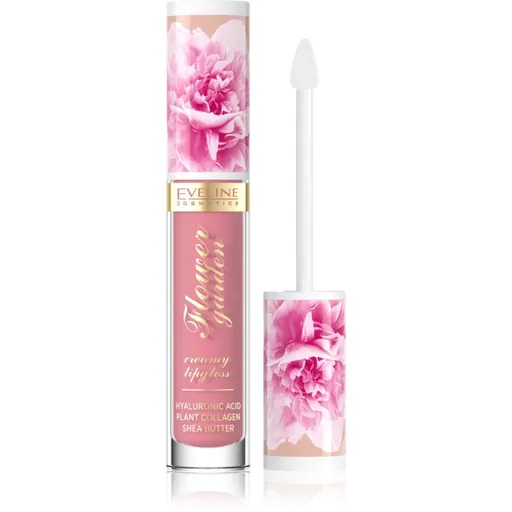 Eveline Cosmetics Flower Garden krémový lesk na rty s kyselinou hyaluronovou odstín 01 Delicate Rose 4.5 ml