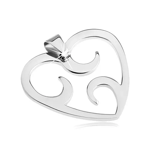 Ocelový přívěsek - výsek ve tvaru srdce s obloučky uvnitř