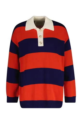 SVETR GANT STRIPED COTTON RUGGER PERFECT RED