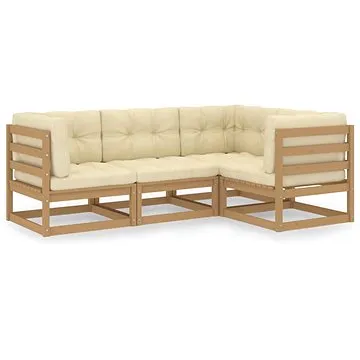 4dílná zahradní sedací souprava s poduškami masivní borovice, 3076597 (3076597)