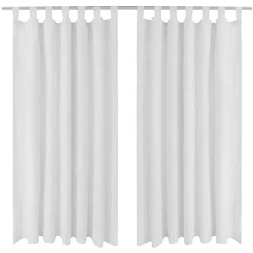2 ks bílé mikrosaténové závěsy s poutky 140 x 225 cm (130360)