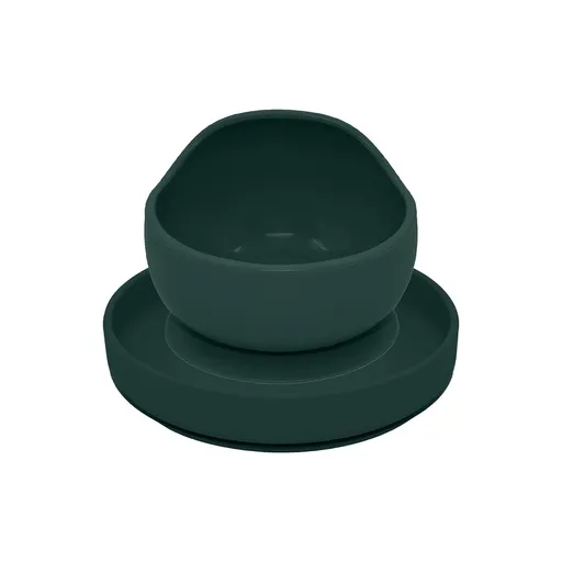 Petite&Mars Set jídelní silikonový TAKE&MATCH 2 ks talíř + miska Misty Green 6m+