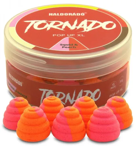 Haldorádó plovoucí boilie pop-up tornado xl 30 g 15 mm - kalamáry broskev