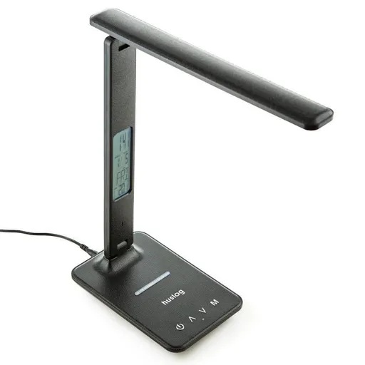 Stolní LED lampička Huslog černá s displejem a bezdrátovou nabíječkou