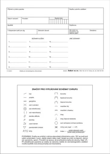 Tiskopis NEM. Obálka na stomatologickou dokumentaci C5 DITIS