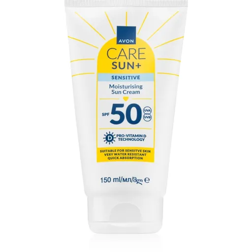 Avon Care Sun + Sensitive hydratační krém na opalování pro citlivou pleť SPF 50 150 ml