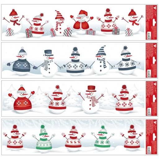 Okenní fólie pruh Sněhuláci 64 x 15 cm