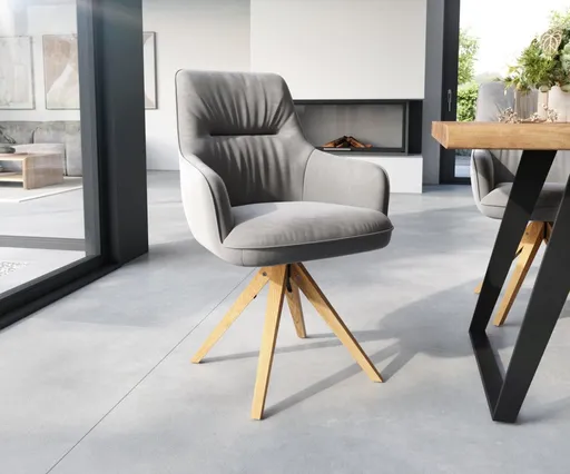 Jídelní židle Zelia-Flex dřevěná podnož hranatá samet šedá