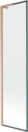 MEXEN/S Next L vanová zástěna FIX 50 x 150, černá vzor,  měď kartáčovaná 895-050-000-03-70-65