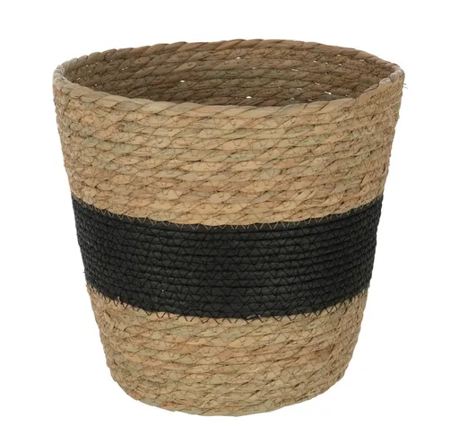 Přírodní košík z mořské trávy s černým pruhem Witte - Ø 25*23 cm J-Line by Jolipa