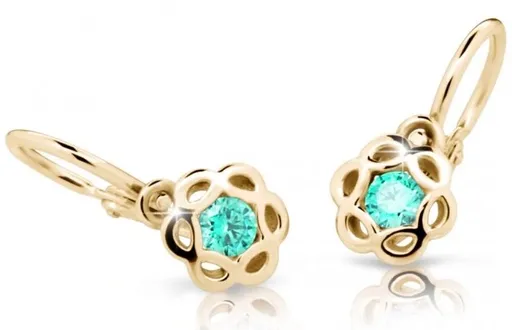 Cutie Jewellery Zlaté dětské náušnice C2179-10-X-1 světle zelená