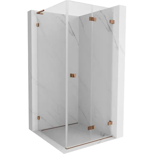 MEXEN/S Lunar-F L sprchový kout skládací dveře pravá 70 x 70, transparent, růžové zlato 836L-070-070-60-00-P