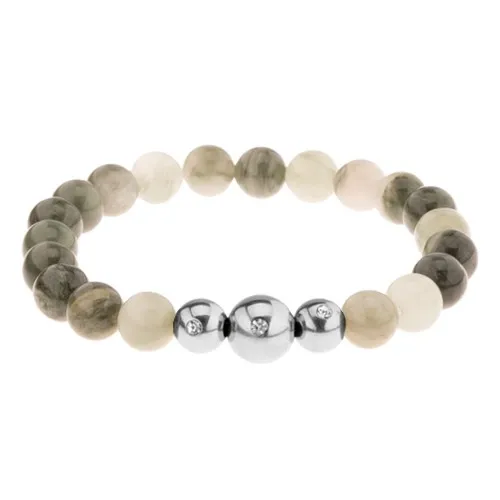 Pružný náramek - kuličky z přírodního kamene v odstínech zelené barvy