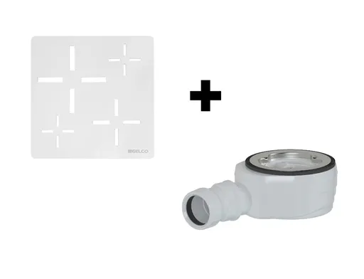 GELCO SET Čtvercová krytka sifonu bílá KSM107W + sifon SN90 KSM107W-SN90