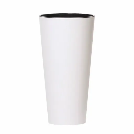 Květináč TUBUS SLIM s vkladem 30 cm, bílá matná, 30 cm