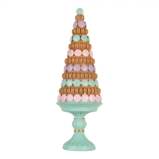 Hnědo-zelená dekorace vánoční stromek Christmas Tree - Ø 13*40 cm Clayre & Eef