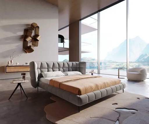 Čalouněná postel Capujo 180x200 cm mikrovlákno šedá