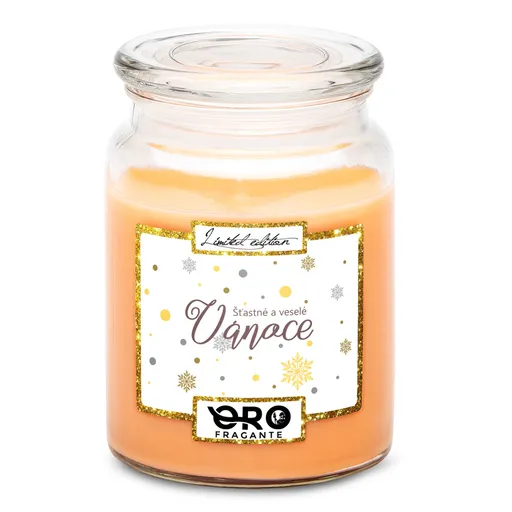 Svíčka Šťastné a veselé Vánoce (Vůně svíčky: Tropické ovoce)