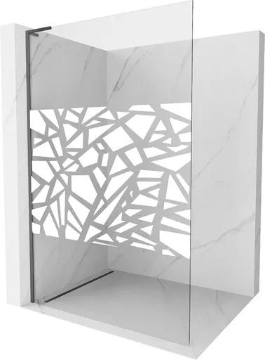 MEXEN/S Kioto L Sprchová zástěna WALK-IN 120 x 200, bílý vzor, grafit metal 800-120-103-95-85