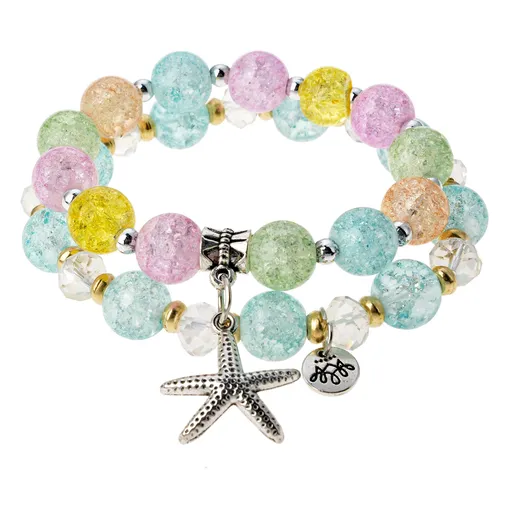 2x náramek s barevnými korálky - Ø6-7cm Clayre & Eef