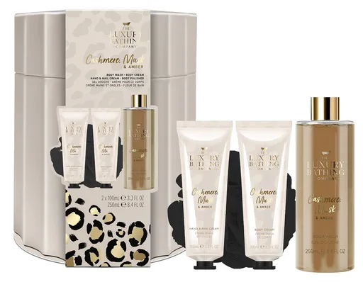 The Luxury Bathing Company Dárková sada péče o tělo v plechové dóze Kašmír, Mošus & Ambra 4 ks