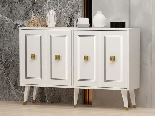 Konzolový stolek Hartın - White, Gold