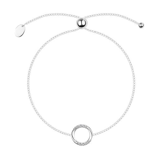 Nastavitelný náramek ze stříbra 925 - obrys kruhu, průhledné zirkony