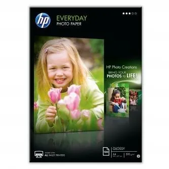 HP Everyday Glossy Photo Paper Q2510A, 200 g/m2, A4, 100ks, lesklý, inkoustový, bílý, foto papír