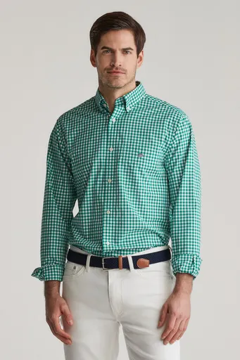 KOŠILE GANT REG CLASSIC POPLIN GINGHAM SHIRT DEEP GREEN