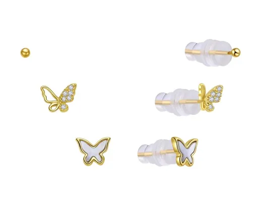 MOISS Pozlacená sada hravých náušnic E0004645 (3 páry náušnic)