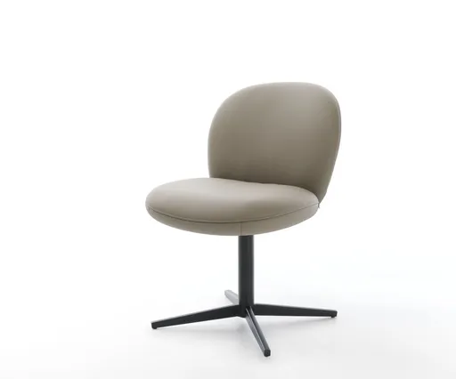 Jídelní židle Nube-Flex pravá kůže béžová podnož černá 360°