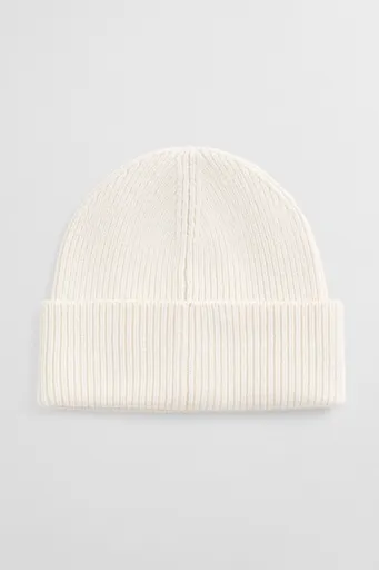 ČEPICE GANT WOOL RIBBED BEANIE CREAM
