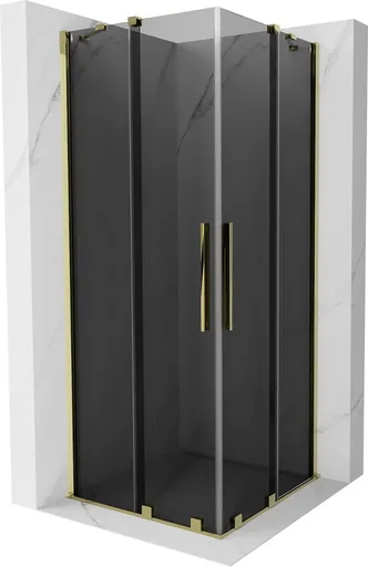 MEXEN/S Velar Duo sprchový kout, posuvné dveře 100 x 100, grafit, zlato 871-100-100-42-50