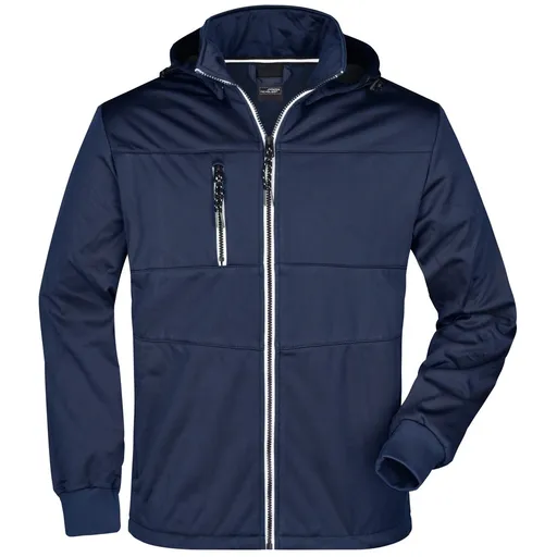 James & Nicholson (Daiber) Pánská sportovní softshellová bunda JN1078 - Tmavě modrá / tmavě modrá / bílá | XL