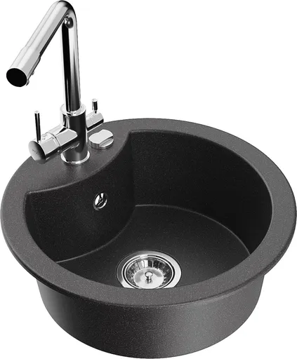 MEXEN/S Diego granitový dřez včetně baterie Duero, černá kropenatá 6512-76-671600-00